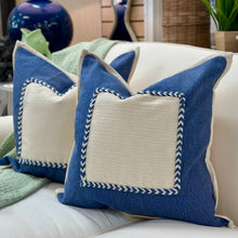 Load image into Gallery viewer, Blue/Ivory Sq. Down Pillow
