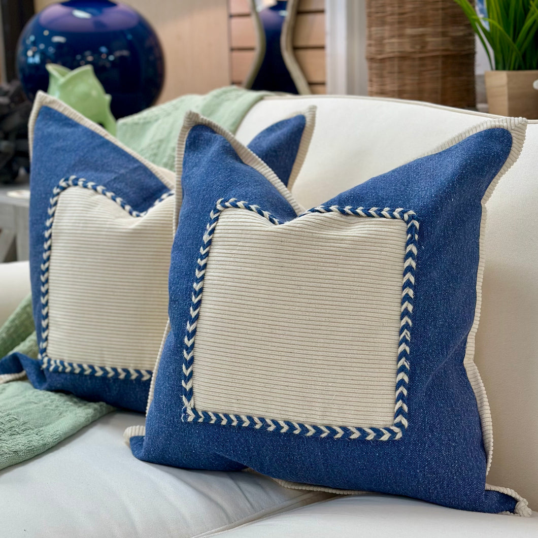 Blue/Ivory Sq. Down Pillow
