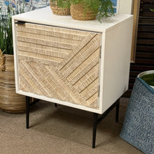 Load image into Gallery viewer, White/Natural Geometric Nightstand
