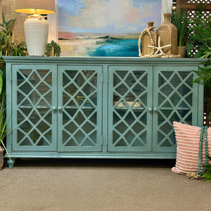 4DR Teal Lattice Cabinet