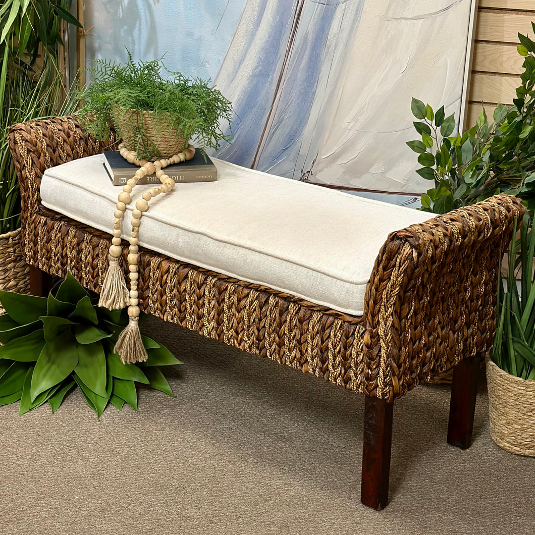 Wicker Bench W/Cushion