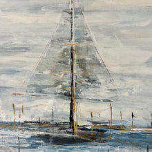 Load image into Gallery viewer, Navy/White Sailing Art
