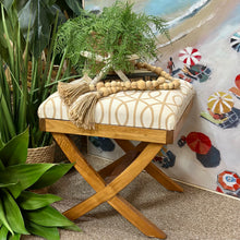 Load image into Gallery viewer, White/Taupe Trellis Footstool
