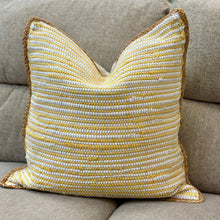 Load image into Gallery viewer, Yellow/White Jute Down Pillow
