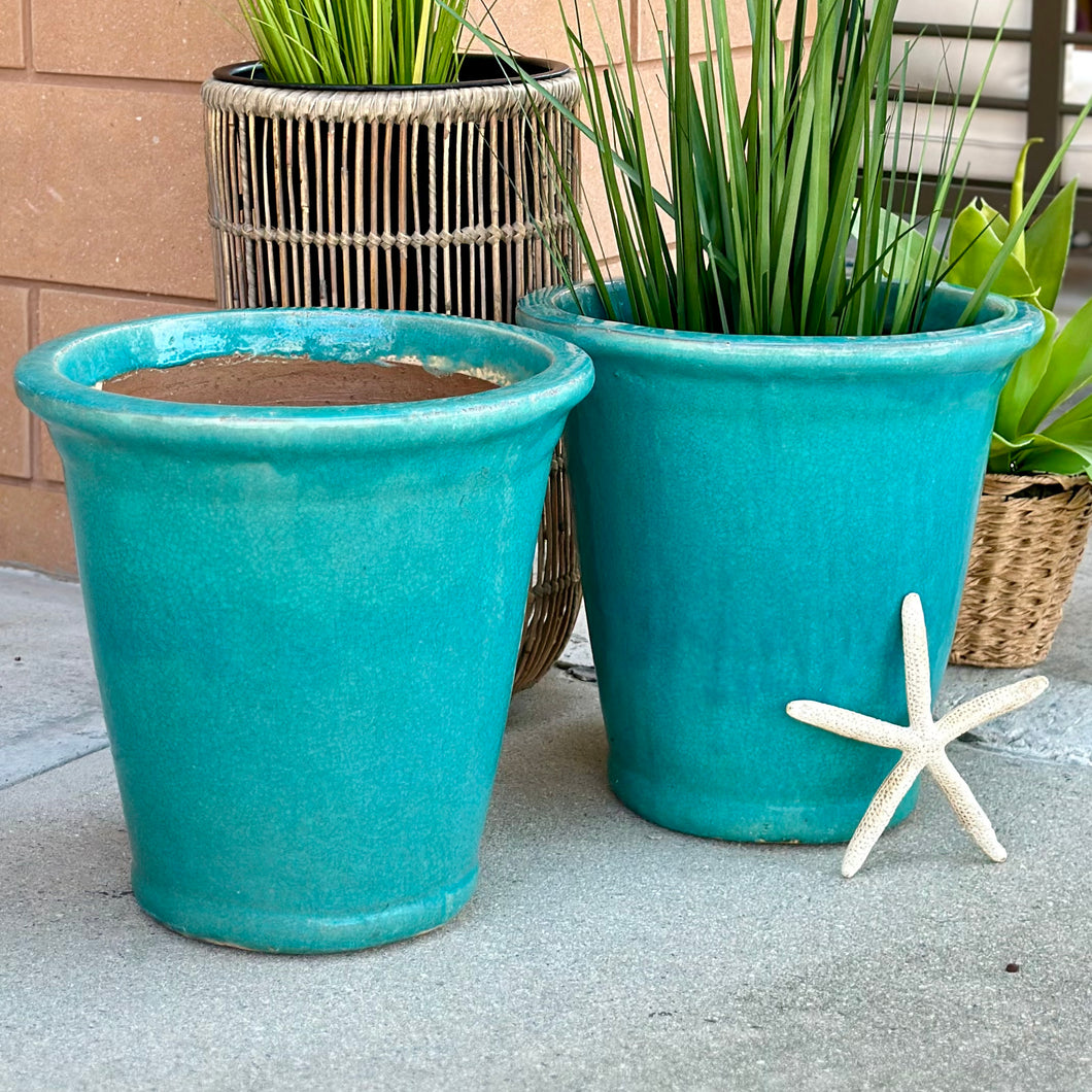 Glazed Aqua Terracotta Planter