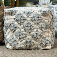 Load image into Gallery viewer, Blue-Grey/Ivory Pouf
