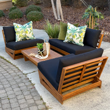 Load image into Gallery viewer, 4PC Wood/Black Outdoor Seating Set
