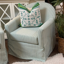 Load image into Gallery viewer, Green &amp; White Striped Swivel Chair
