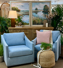 Load image into Gallery viewer, Powder Blue Swivel Chair
