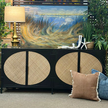 Load image into Gallery viewer, Black Metal/Rattan Sideboard

