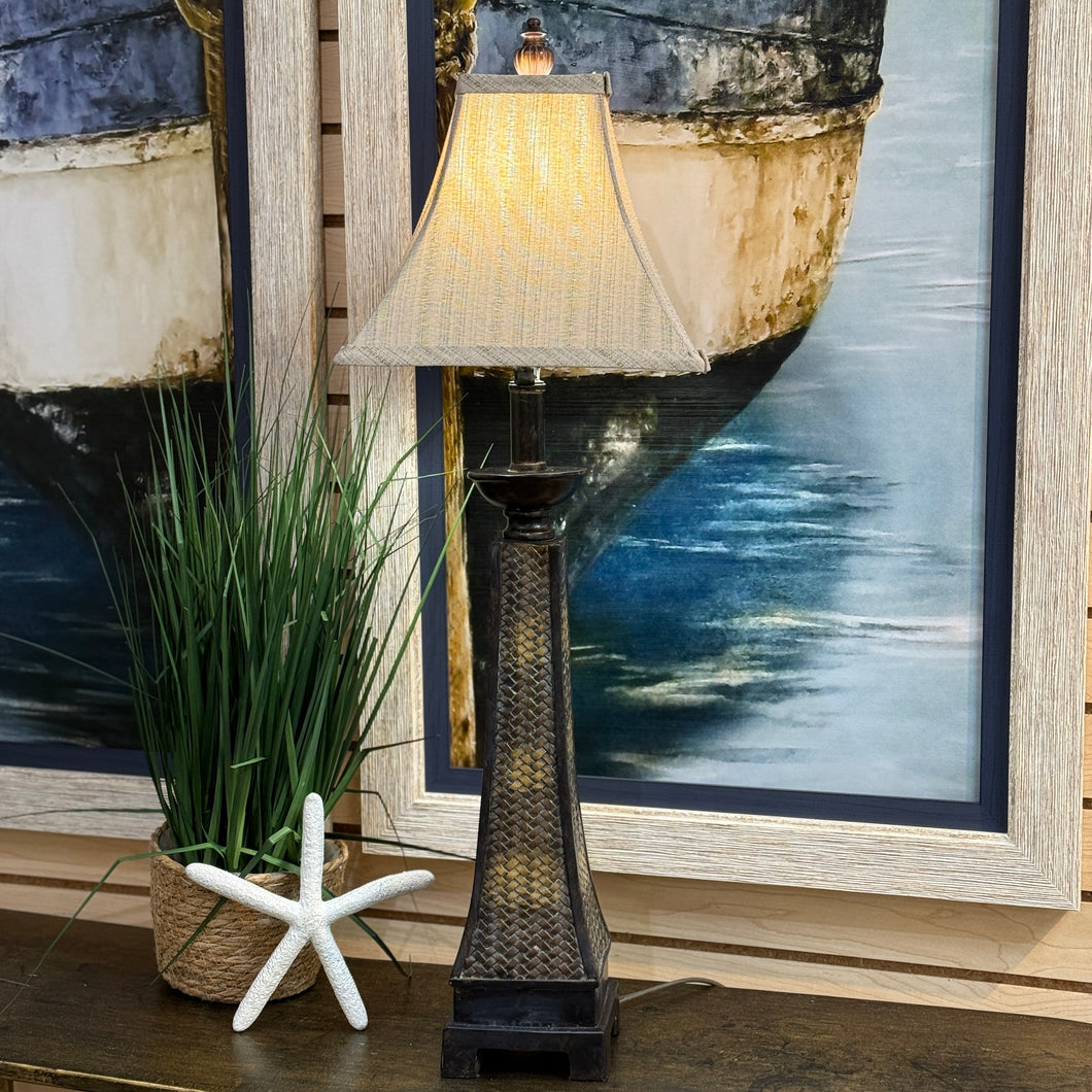 Woven Golden Brown Lamp