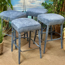 Load image into Gallery viewer, Blue Upholstered Counter Stool
