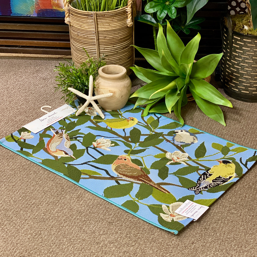 Floral Finches Washable Rug