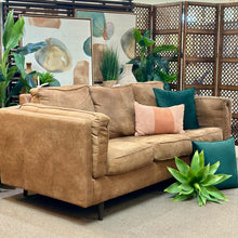 Load image into Gallery viewer, Caramel Faux Leather Sofa
