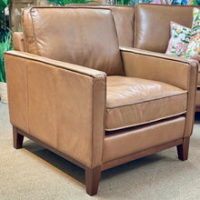 Load image into Gallery viewer, Leather Italia 'Weston' Chair &amp; Ottoman
