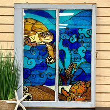 Load image into Gallery viewer, Blue Stained Glass Turtle Art
