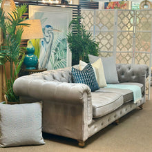 Load image into Gallery viewer, Grey Velvet Chesterfield Sofa

