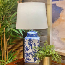 Load image into Gallery viewer, Blue &amp; White Bird Motif Lamp
