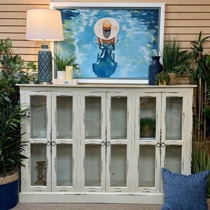 Ivory Distressed Glass DR Cabinet