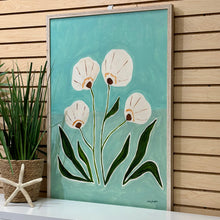 Load image into Gallery viewer, Aqua/White Flowers II Art
