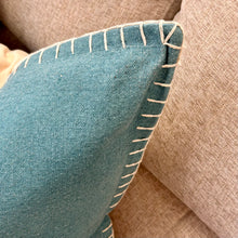 Load image into Gallery viewer, Stitched Teal Down Pillow
