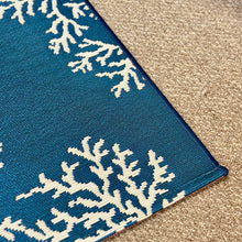 Load image into Gallery viewer, Navy &amp; White Sea Life Washable Rug
