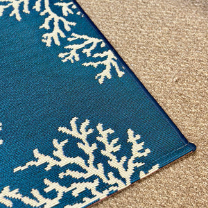 Navy & White Sea Life Washable Rug