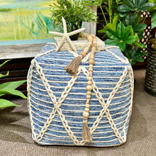 Load image into Gallery viewer, Blue &amp; White Rope Pouf
