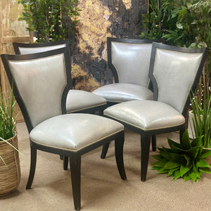 Grey Leather-Like Dining Chair