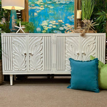 Load image into Gallery viewer, 4DR White Carved Wood Credenza
