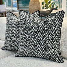Load image into Gallery viewer, Black ZigZag Down Designer Pillow
