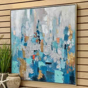 Teal/Silver/Gold Abstract