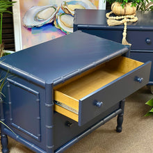Load image into Gallery viewer, Navy Bamboo Look Nightstand
