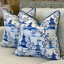 Load image into Gallery viewer, Blue Chinoiserie Down Pillow
