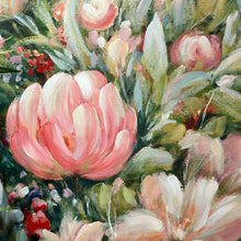 Load image into Gallery viewer, Green/Pink Hand Embellished Floral Art
