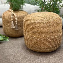 Load image into Gallery viewer, Natural Braided Jute Pouf
