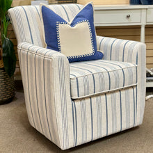 Load image into Gallery viewer, Pale Blue Striped Swivel Chair
