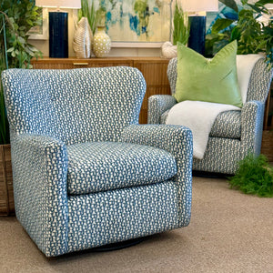 Blue & Ivory Swivel Glider