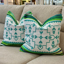 Load image into Gallery viewer, Green Aztec Down Pillow
