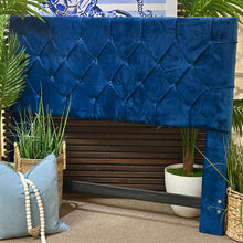 Load image into Gallery viewer, Blue Velvet Queen Headboard
