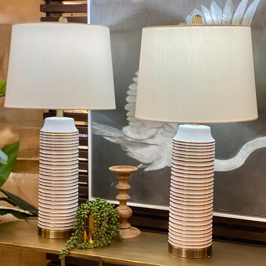 White/Gold Striped Lamp