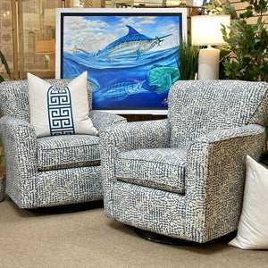 Blue & White Swivel Glider