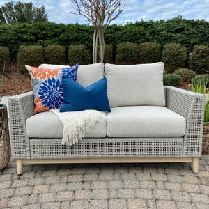 Lt Beige Outdoor Loveseat