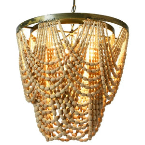 Natural Wood Bead Chandelier