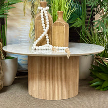 Load image into Gallery viewer, Marble/Fluted Wood Coffee Table

