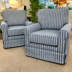 Blue Striped Swivel Chair