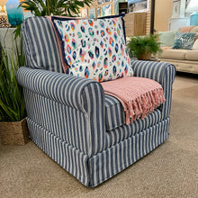 Load image into Gallery viewer, Blue Striped Swivel Chair
