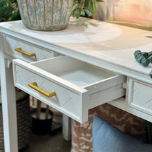 Load image into Gallery viewer, White Console/Desk w/ Gold Pulls
