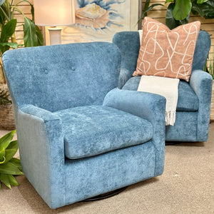 Blue Chenille Swivel Glider