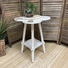 Load image into Gallery viewer, Ivory Distressed Clover Side Table
